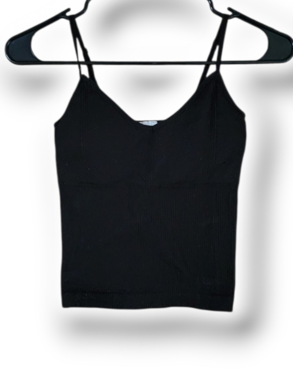 No Boundaries Black Ribbed V‑Neck Spaghetti Strap Cami